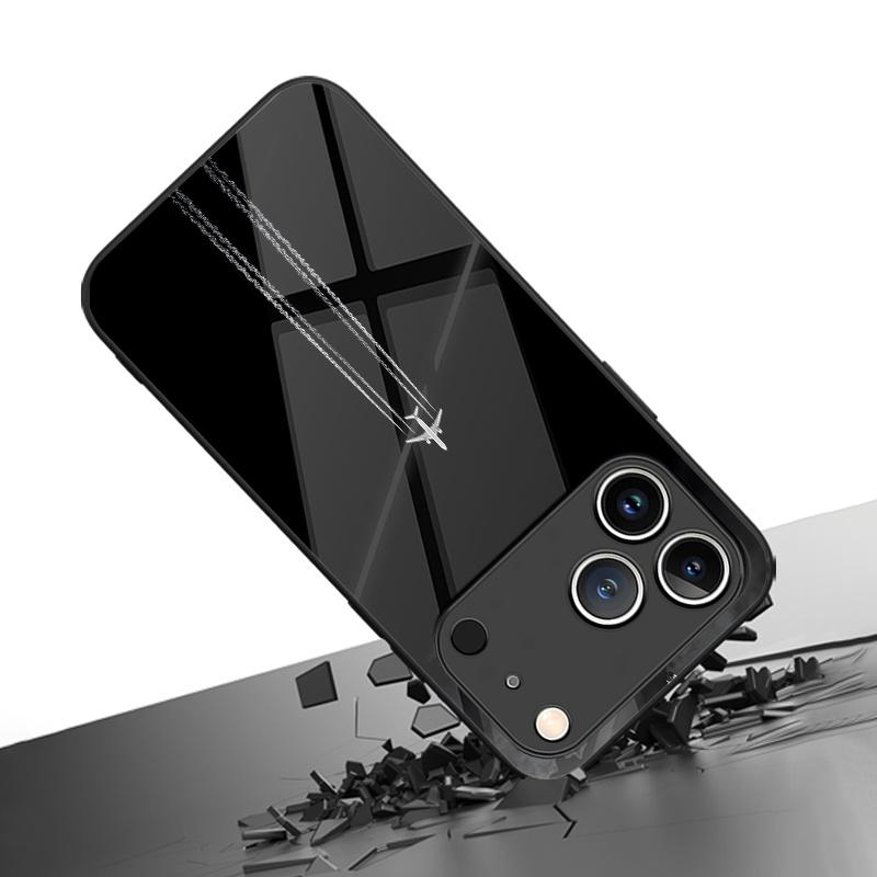 Aircraft Tail Pattern Tempered Glass Phone Case Suitable for iPhone 17 16 15 14 13 12 11 Pro Max Plus Anti Shock Rear Cover