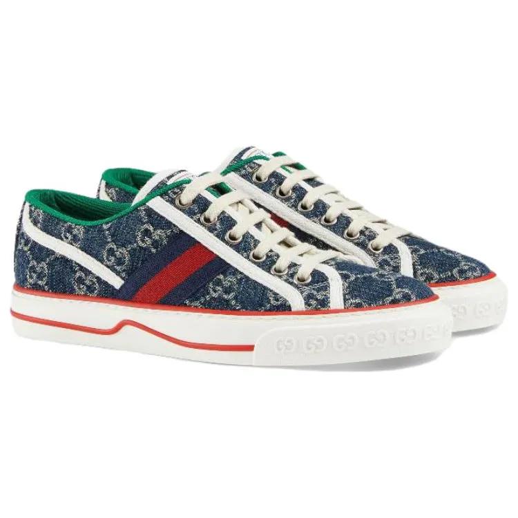 Gucci Womens Tennis 1977 'Denim' (women's Sizes) Dark Blue / Ivory Skate Shoes 606110 2KQ10 4463