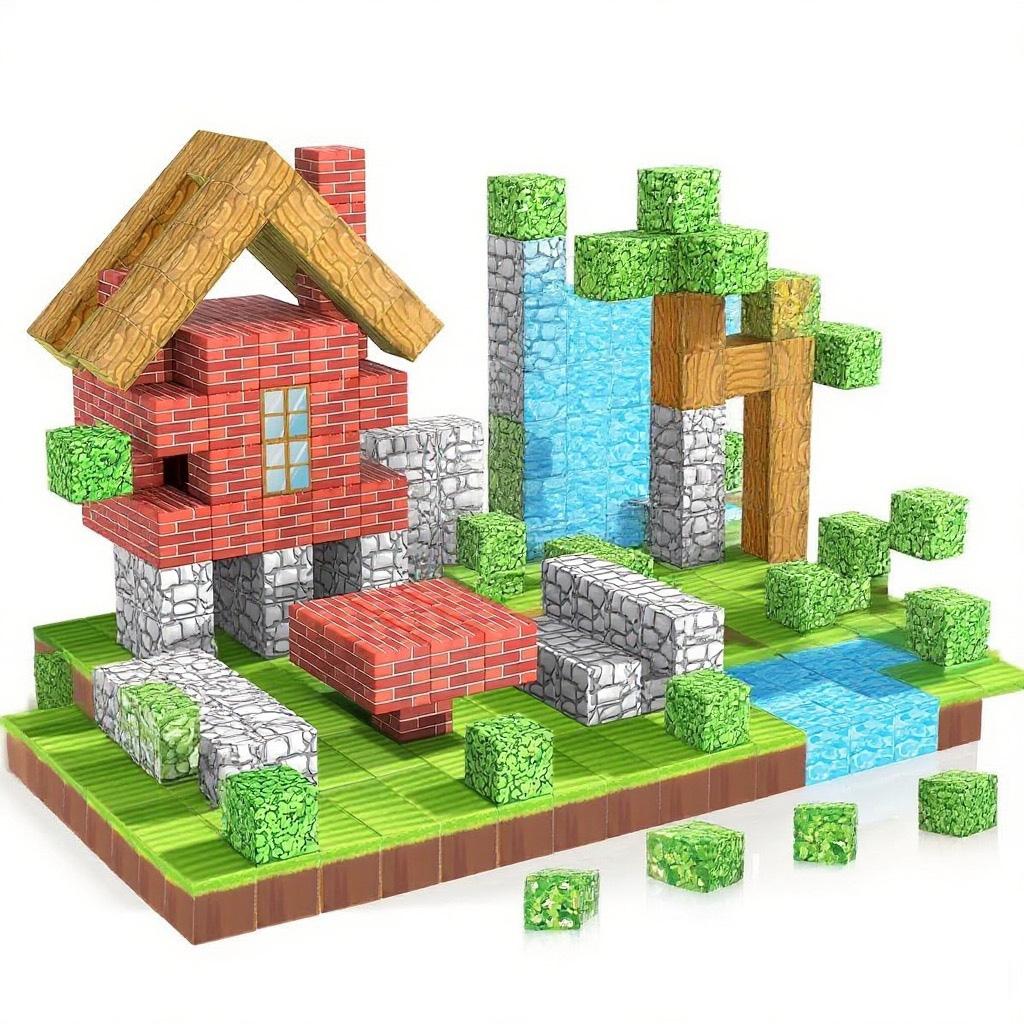 300 stk Oppgraderinger Magnetiske Bygge Verdensklosser Leke Bygg Verdenssett for Gutter Jenter Montessori Sensoriske Kuber med 16 dukker Barnegave