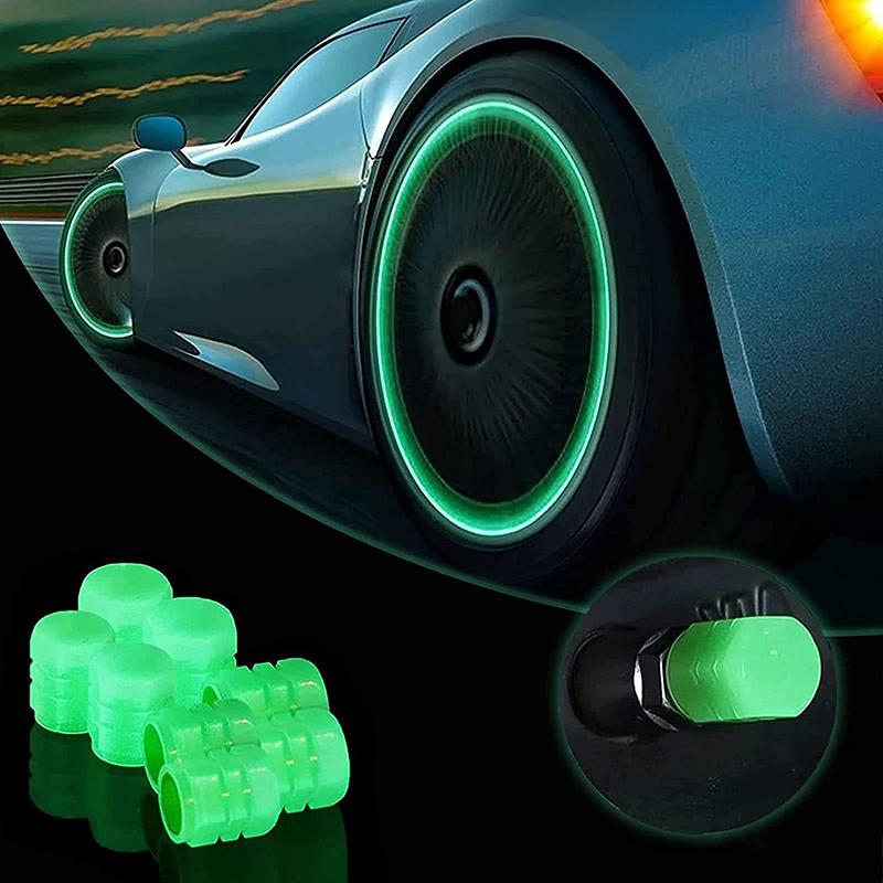 4-Pack Luminous Valve Cap Fluorescente Luminosa Boca Cap Decoração Alto Brilho Dividido