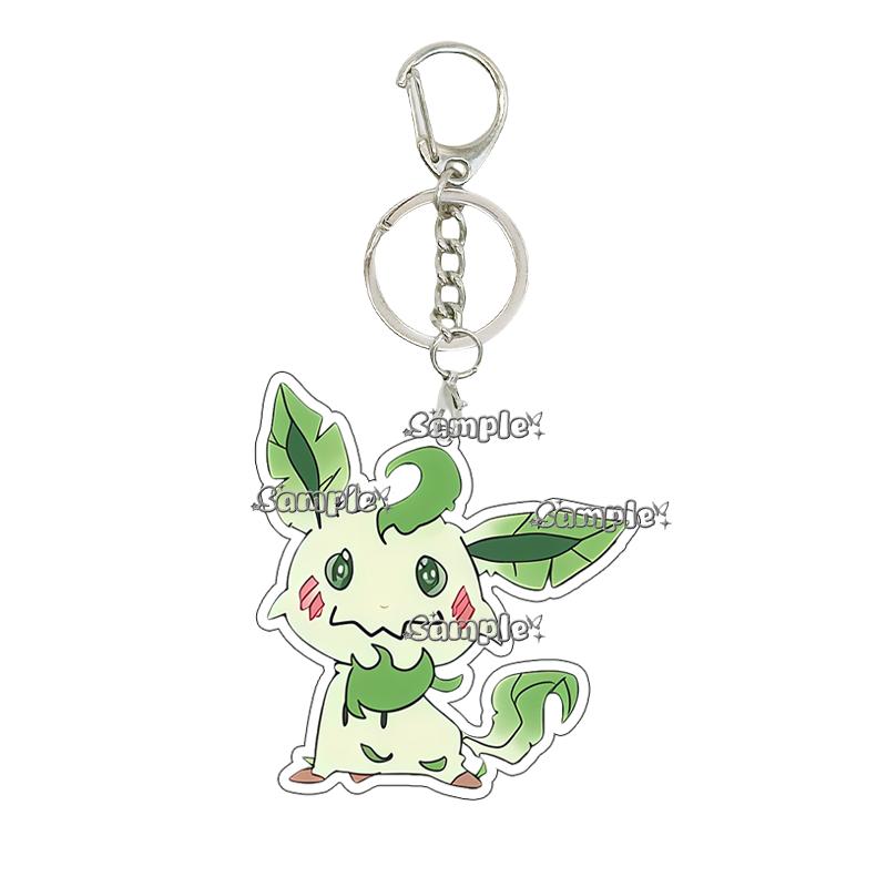 Creative Anime Eevee Leafeon Glaceon Umbreon Jolteon Anime Double-sided Printing Acrylic Keychain Key Ring Jewelry  Accessories