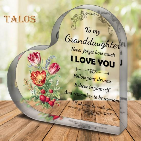 Clear Acrylic Heart Ornament Heart Shaped Acrylic Block Freestanding Transparent Desktop Heart Decoration Keepsake Gift for Mom Sisters Loved Ones