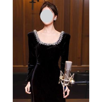 Hepburn-Style Elegant Black Dress for Women - Long, Stylish for Banquets, Annual Meetings, Birthdays & Events