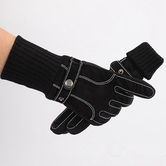 Black Wool Fleece Lined Warm Gloves Anti-slip Leather Gloves Thick Wool Men Glove Outdoor Skiing Gloves Black Wool Fleece Lined Warm Gloves Anti-slip Leather Gloves Thick Wool Men Glove Outdoor Skiing Gloves