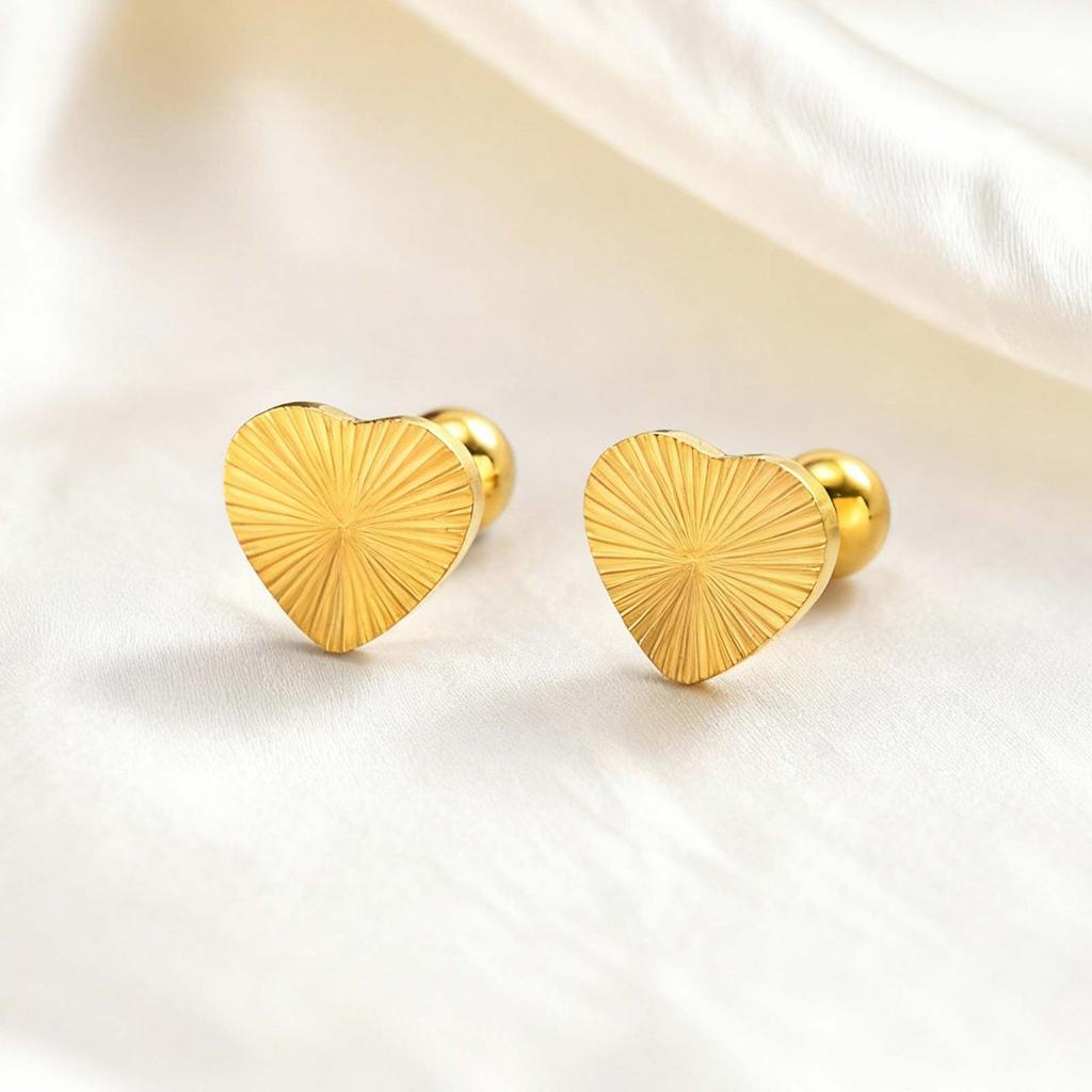 Simple Heart Shape Stainless Steel Stud Earrings for Women, Waterproof Gold Plated Small Earrings, Fashion Classic Jewelry Gift