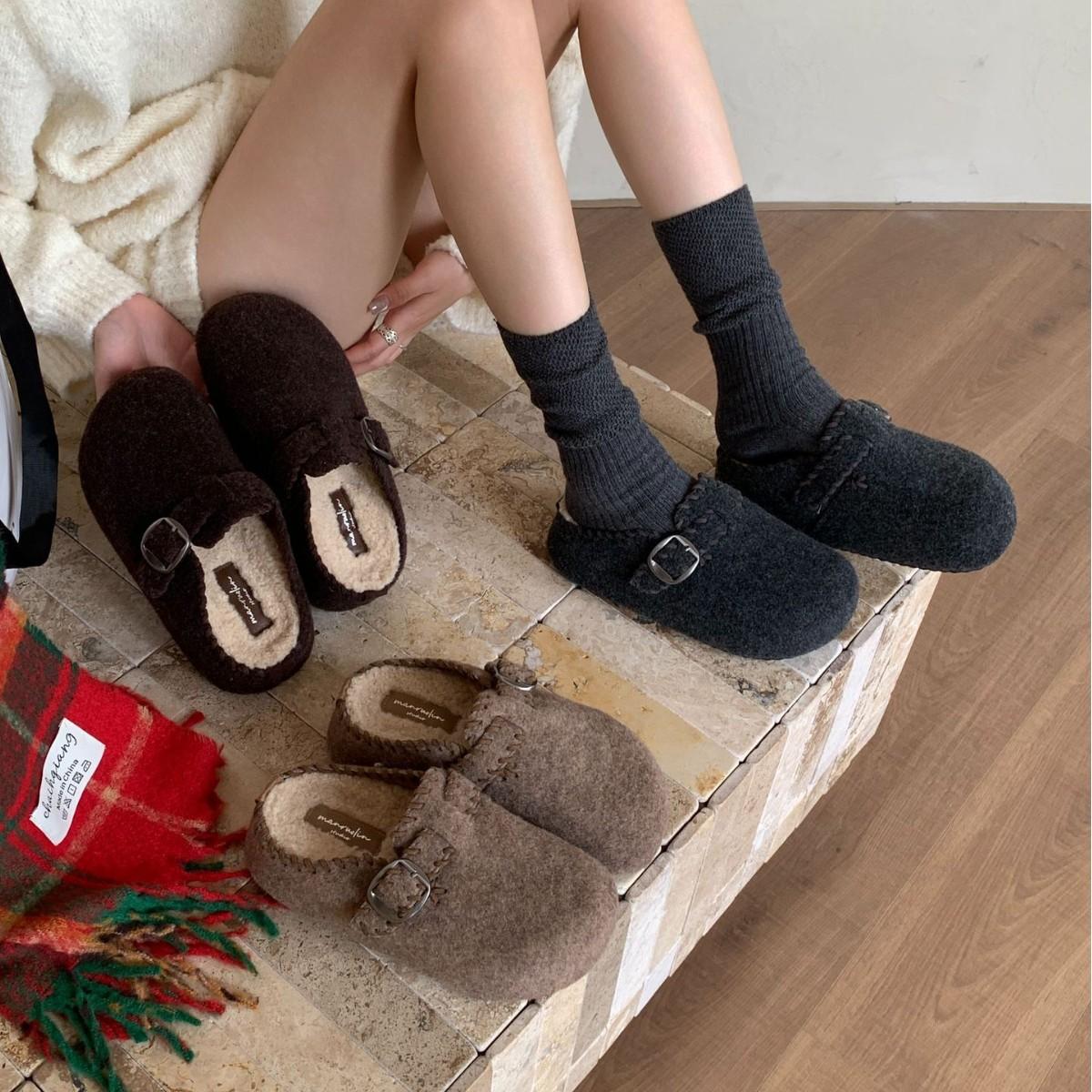 

Baotou drag 5cm heightened version of cow anti-velvet half slippers women s pedal 2025 new thick-soled Muller shoes 39 темно-коричневого