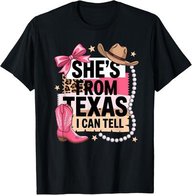 She's from Texas I Can Tell Western Cowgirl Pink Boot Gifts T-Shirt