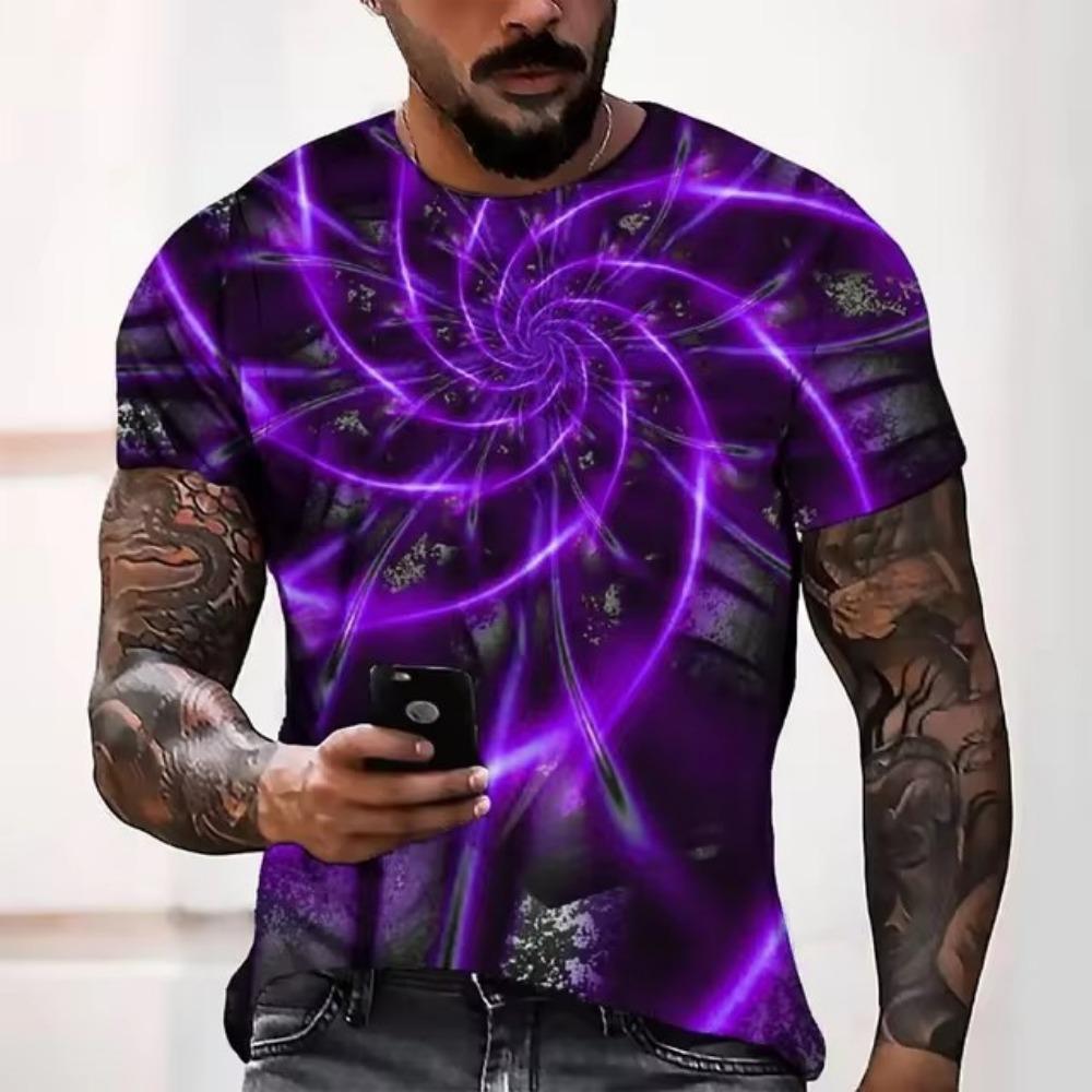 Design Optical Visual Illusion 3D Printing Men's Personalized Round Neck Short Sleeved T-shirt