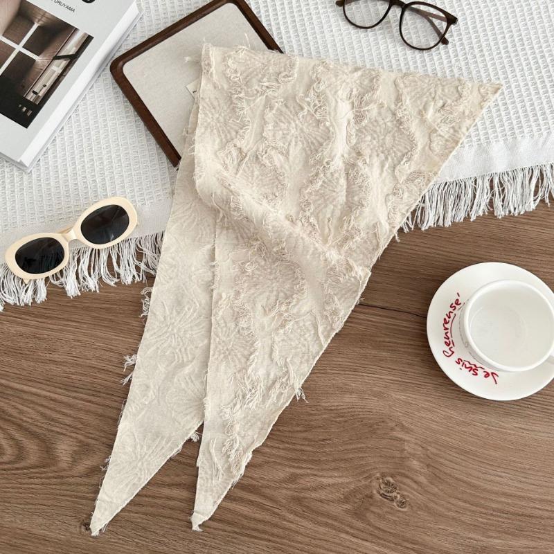 Silk scarf new tie-dye old retro versatile solid color neck protection small scarf shawl cotton and linen triangle scarf waist tie