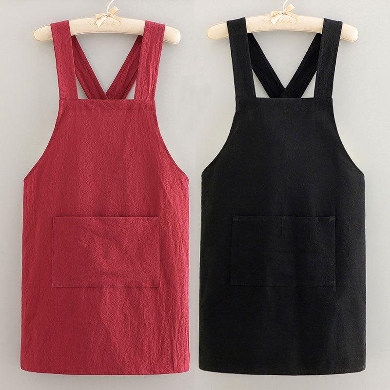 Cooking Cotton Kitchen Aprons Breathable Wear Resistant Adult Waist Aprons Anti Fouling Soft Restaurant Work Clothes Home
