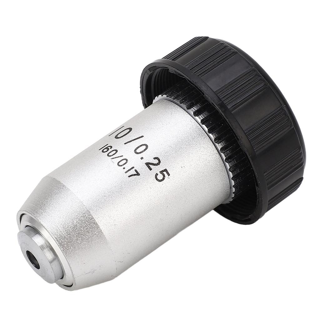 Achromatic Objective Lens 10X Brass Chrome Plated RMS Interface Microscope Objective Lens