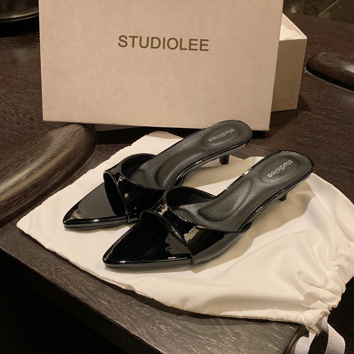 

Виноградная мать, те же французские элегантные туфли-лодочки с острым носком и высоким тонким каблуком с леопардовым принтом, крутые тапочки, женственные универсальные тапочки 40 чёрный