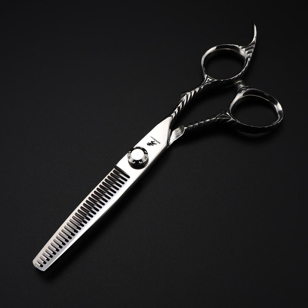 FDMS-12 6.0" Silver 440C Dimashi Hairdressing Scissors: Straight, Special Shape Shears for Barbering and Bangs.