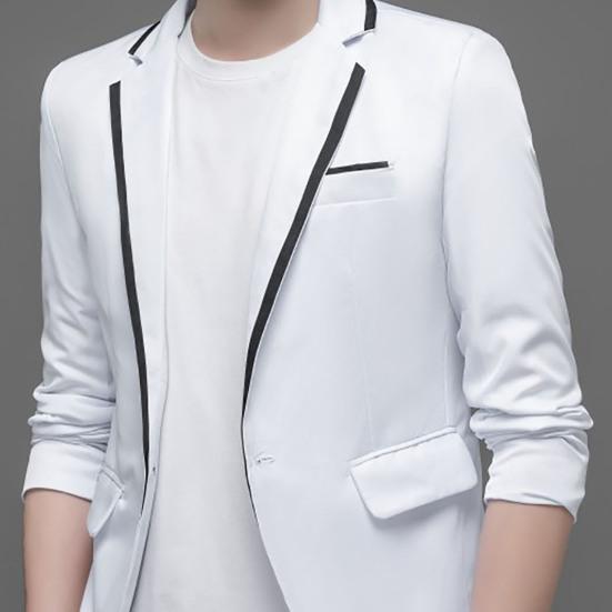 Dar Kesim Erkek Blazer Renk Blok Tek Düğmeli İlkbahar Sonbahar Erkek Günlük Takım Ceket Düğünler Damat Blazer Ceket