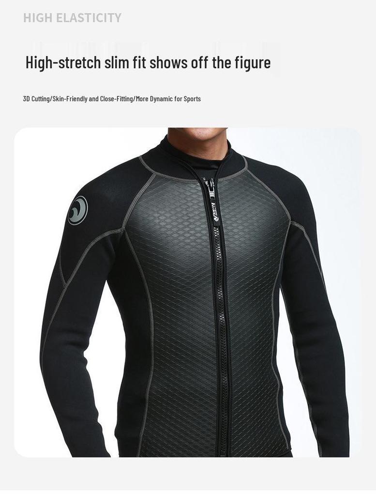 2,5 mm Herren Leder Split Neoprenanzug: Warme, Kältefeste Jacke & Sonnengeschützte Lange Hose mit Reißverschluss- & Klettverschluss-Anpassungen