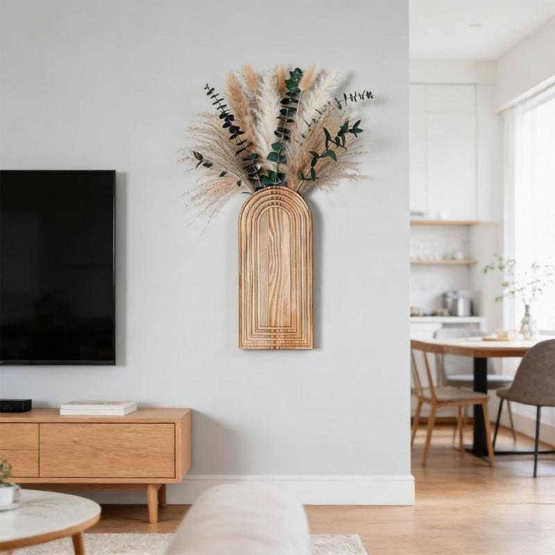 Natural Timber Wall hungry Display For Home Office Enhancement And Limited Space Cultivation