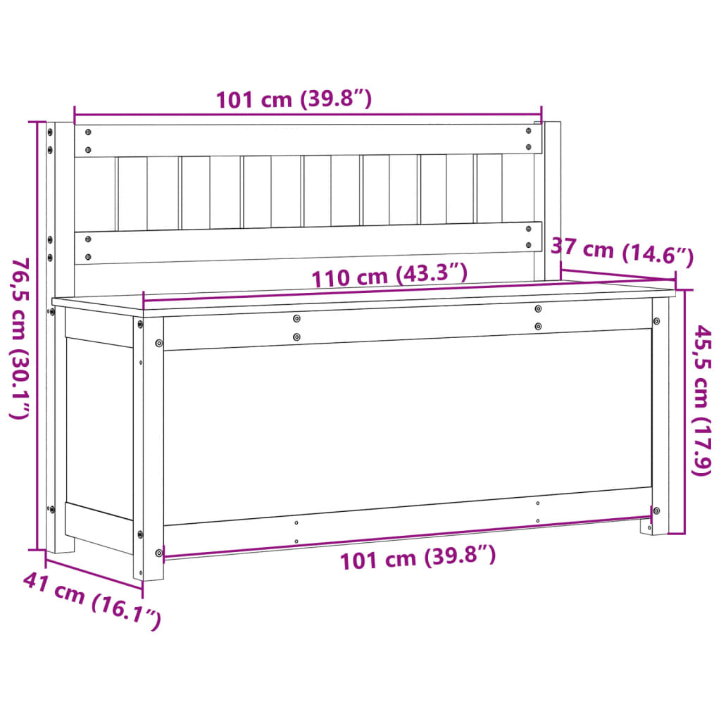Bench 110x41x76.5 Cm Solid Pine Wood