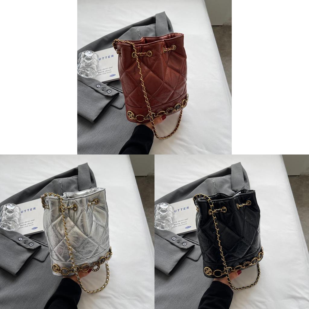 Stylish 2023 New Autumn Winter Small Fragrance Chain Bucket Bag For Women
