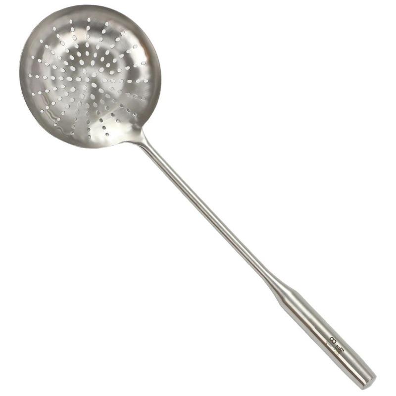 Stainless Steel Strainer Spoon for Scooping Noodles, Large Filter Screen, Hot Pot Dumpling Spoon, Chef's Deep-frying Thickened