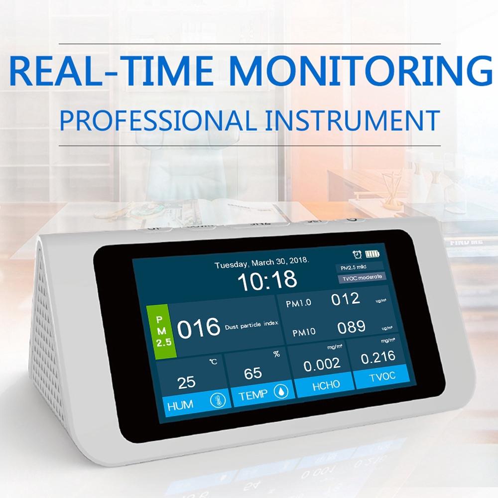 Professional Quality Analyzer Multifunctional 7" PM2.5 PM1.0 PM10 HCHO TVOC AQI Detector Thermometer Hygrometer