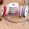 20Yards/Roll Woven Peach Heart Ribbon 8mm Multi-purpose Gift Wrapping Ribbon Made of Polyester Bows Ribbon