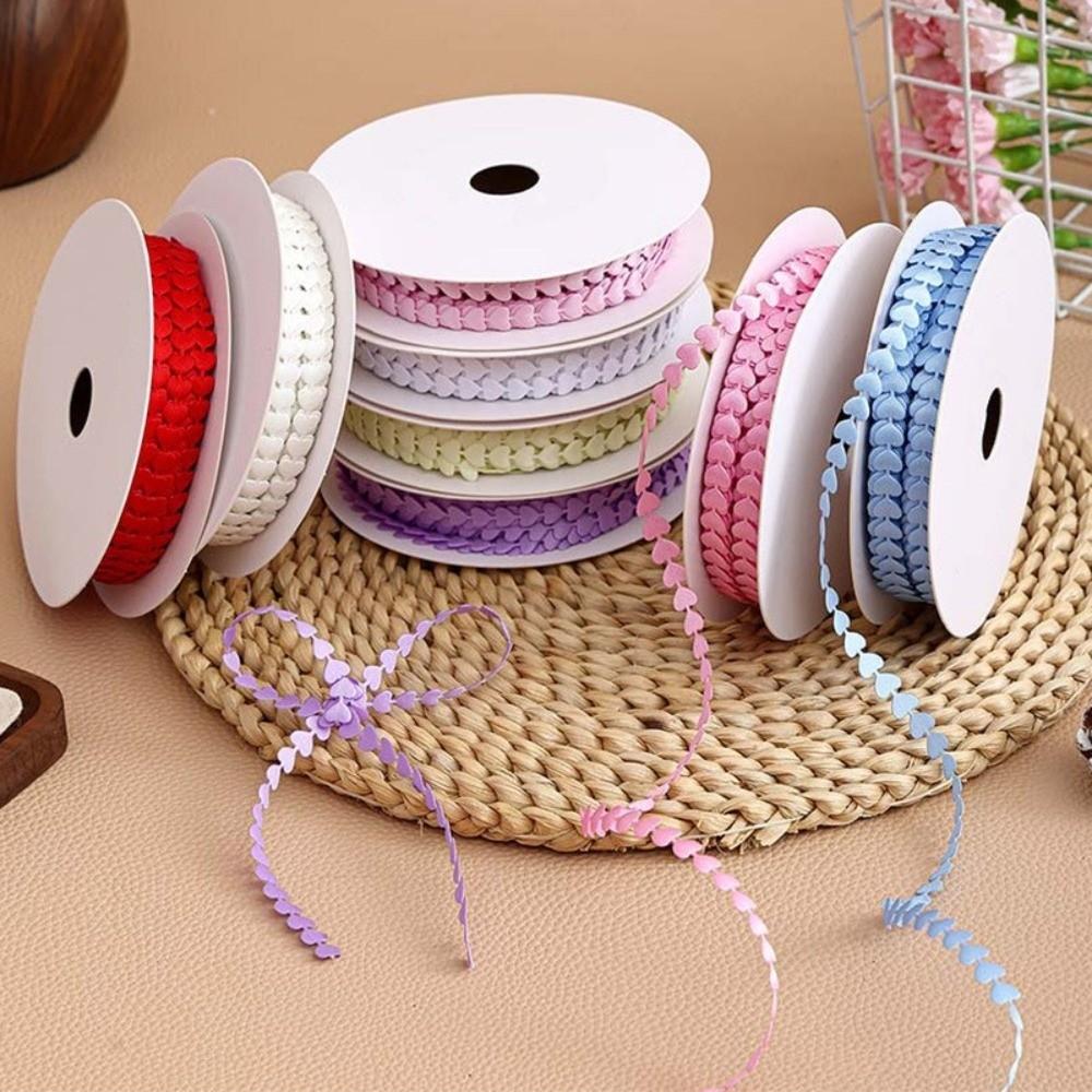 20Yards/Roll Woven Peach Heart Ribbon 8mm Multi-purpose Gift Wrapping Ribbon Made of Polyester Bows Ribbon
