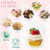 100Pcs Cupcake Containers With Gold Cupcake Liners Individual Cupcake Holder Plastic Single Cupcake Carrier With Lid For Dessert Cheesecake Muffin