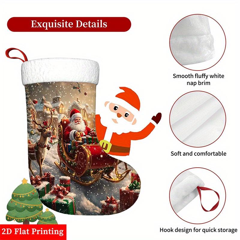 Christmas decoration fireplace hanging stockingFlat 2D Printed Christmas Decorative Stockings Featuring Santa'