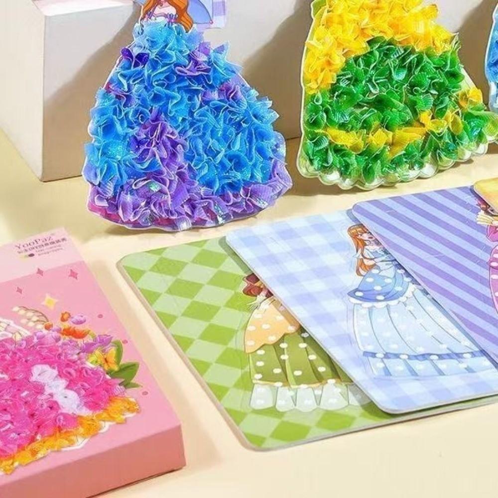 Handmade Princess Theme Poke Art Creative Dress Up Sticker Book Fabric Art Craze Poke Art For Girl