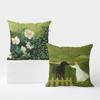 Art Oil Painting Pillow Cover Pastoral Forest Green Flower Home Light Luxury Pillow Sofa Car Bedside Cushion Cover
