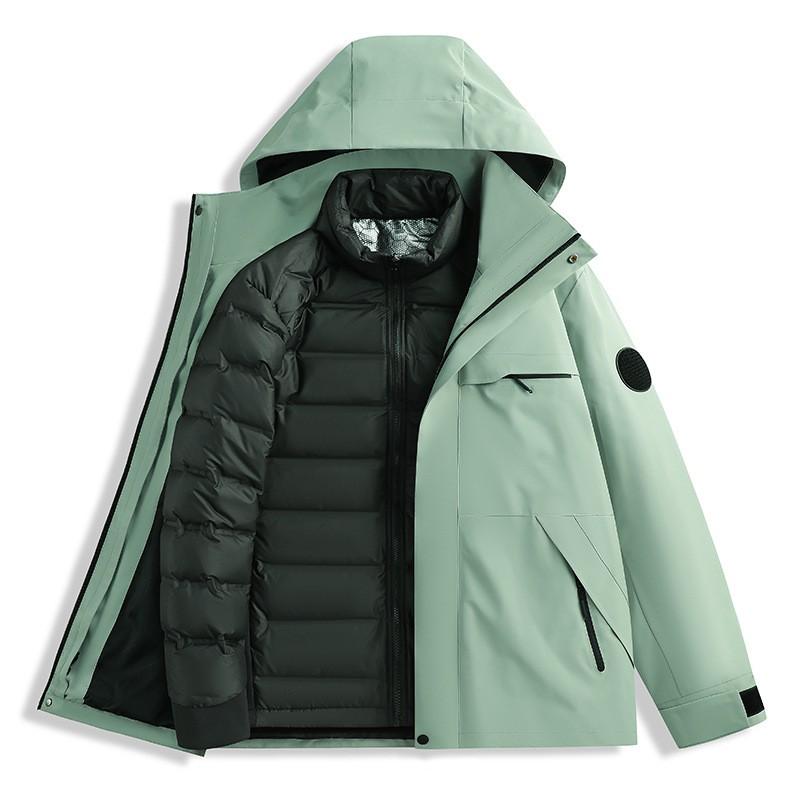 Men Women 3-in-1 Waterproof Windproof Hiking Jacket With Fleece Inner Removable Outdoor Mountaineering Coat