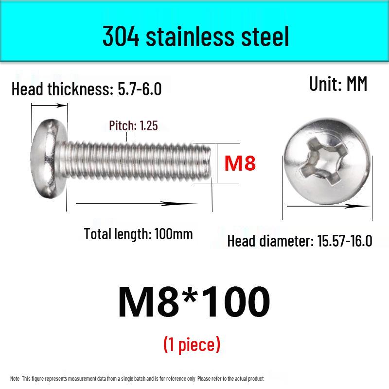 In-Stock 304 Stainless Steel Phillips Pan Head Machine Screw GB818