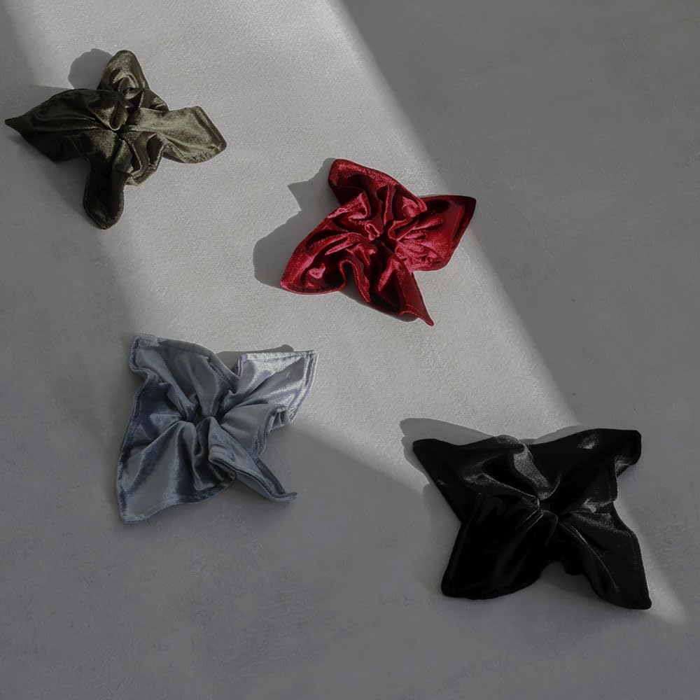 JewelVOX Scrunchie Hair Square Velvet Hair Cute for Adults Tie, Women's Accessory, Large, Square, (Black)