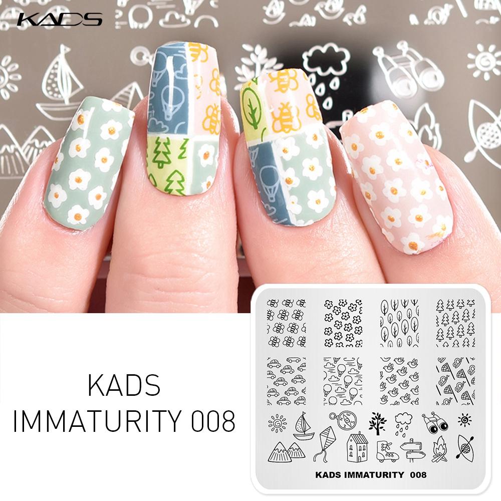 KADS Nail Stamping Plates Immaturity 008 Funny Stuff Tree flowers Pattern Template Manicure Nail Tool Templates