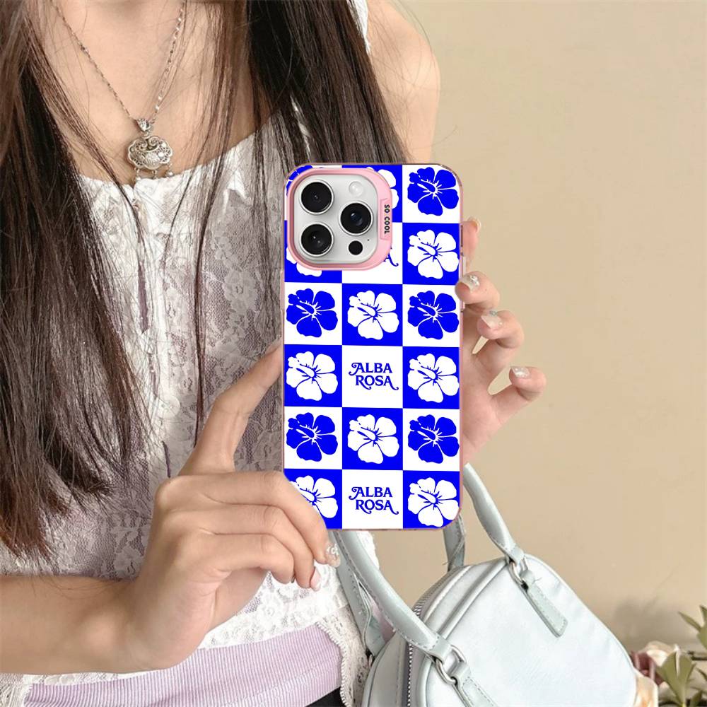 

Fashion A-ALBA R-ROSA Color Phone Case For IPhone 17 16 15 14 13 12 11 Pro Max Plus Pro Shell iPhone 15 plus
