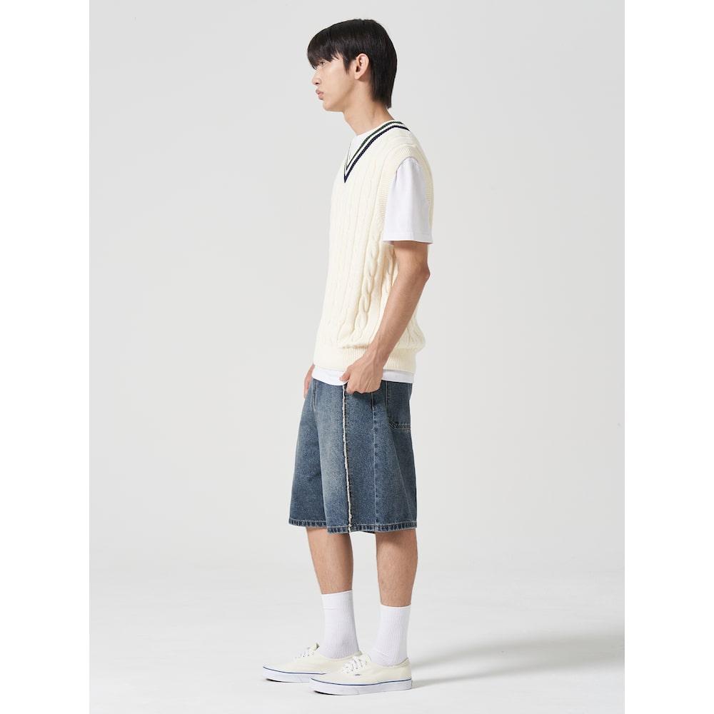 8seconds Cable Tipping V-Neck Vest Ivory (264751Cy20)