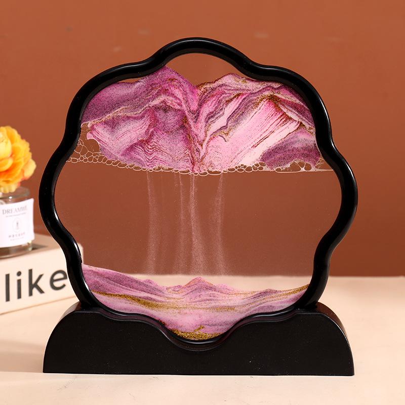 Sandscape Moving Sand Art Picture Quicksand 3D Liquid Hourglass Deep Sea Flowing Sand Painting Frame Office Home Decor Gifts