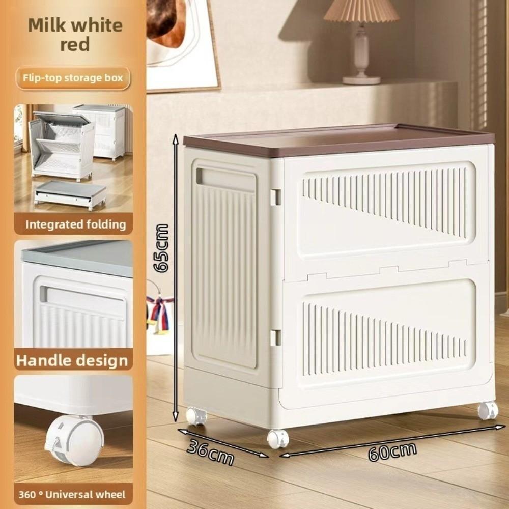 Large Capacity Foldable Storage Box Flip Cover Multipurpose Clothes Storage Basket with Wheels Space Saving