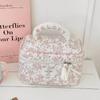 Cotton Corduroy Makeup Bag With Floral Pattern And Breathable Design For Daily Use