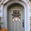 Festive Party Props Happy Halloween Ghost Door Sign, Wooden Three Sign Hanger, Front Wall Hanging Supplies