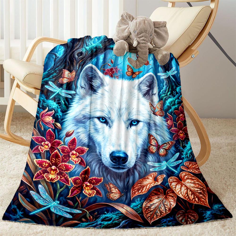 Wolf Moon Reflection Blanket,Suitable for sofas, offices, travel, living rooms, Gifts to relatives and friends, Blanket,Suitable for all seasons.