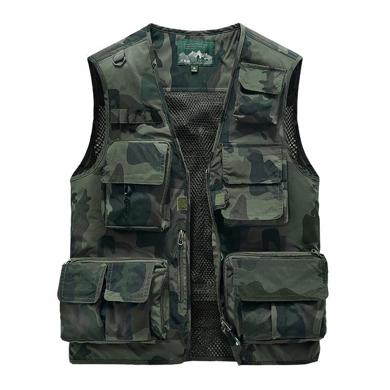 Men's Casual Outdoor Unloadable Multifunctional Reporter Travel Photography Mesh Quick Drying Fishing Vest Men