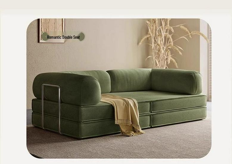 Teddy Fabric Sofa Bed: Vacuum Compression, Double-Use, Washable, Living Room Module for Sleeping & Lounging