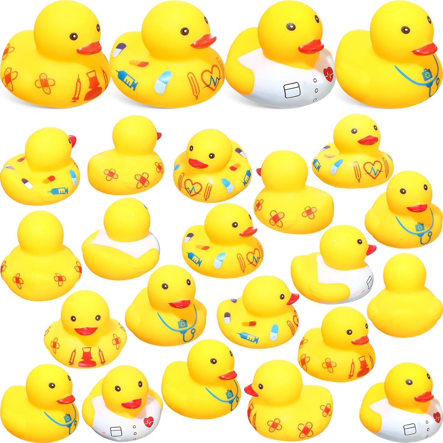 Libima 48 Pcs Rubber Duckies Nurse Rubber Duck 2 Inch Nurse Duck Squeaky Bathtub Toys Nurse s Week Gifts for Appreciation Medical Themed Events 24