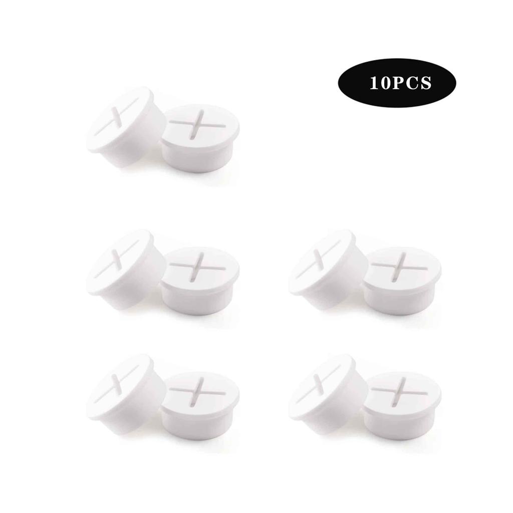 10PCS Desktop Cable Sealing Ring, Flexible Silicon Cable Hole Cover, Wire Finisher, Cable Passing, White/Black Round Washer