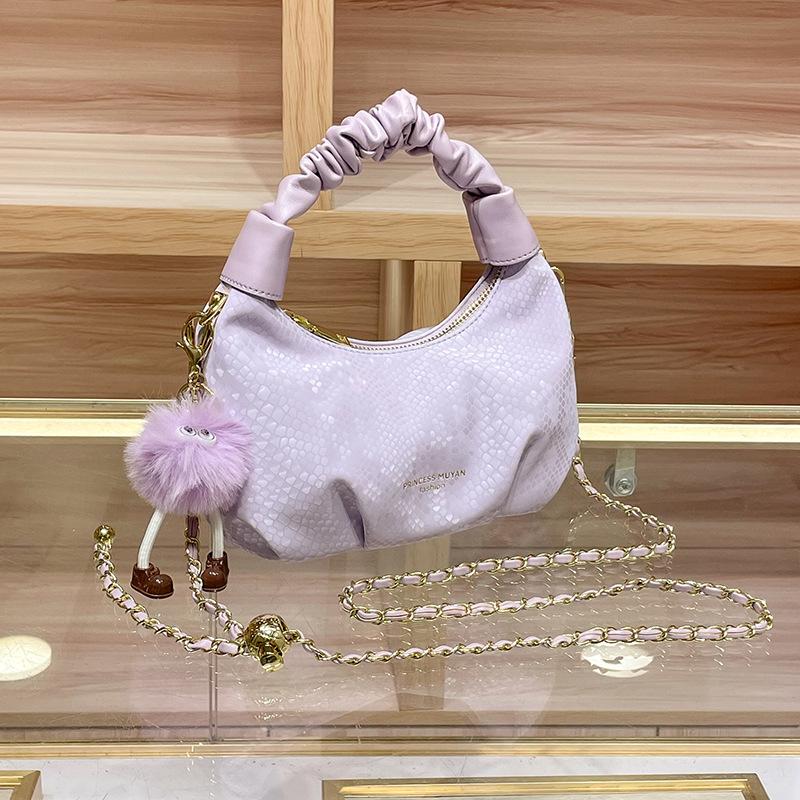 Luxury-luxurious, Niche-sized Handbag - Ruffled Cloud-shaped Bag, Single-shoulder Crossbody Bag with Chain Strap