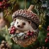 Durable Acrylic Hanging Keepsakes Pine Cone Animal Christmas Ornaments, 2D Flat Forest Xmas Tree Pendant, Natural Style Winter Home Decors Cute