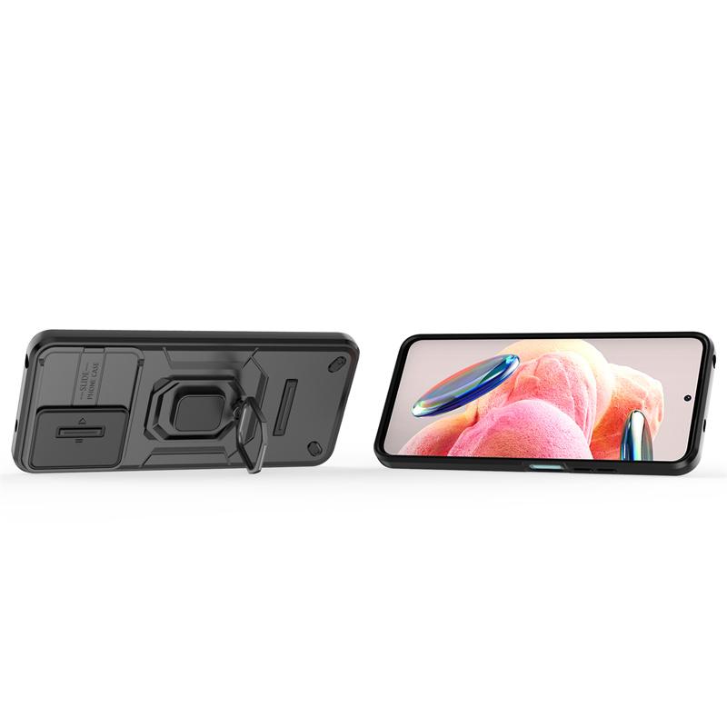 For Xiaomi Redmi Note 12 4G Case Slide Camera Armor Phone Cases for Redmi Note12 4G Car Magnetic Holder Stand Cover Fundas