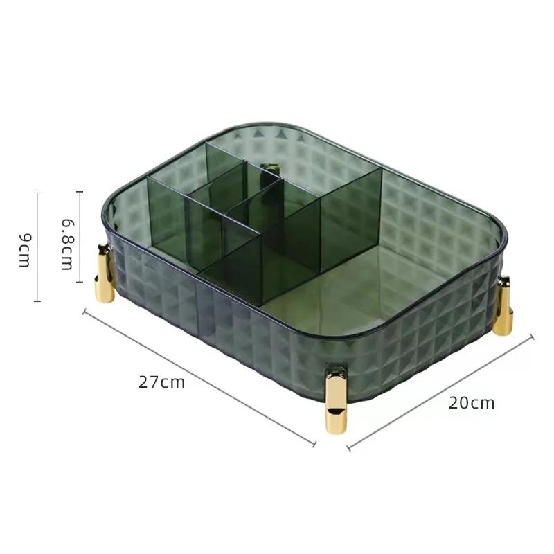 

Plastic Transparent Makeup Storage Box Dormitory Finishing Shelf Cosmetics Skin Care Dressing Table Desktop Stationery Box зелений