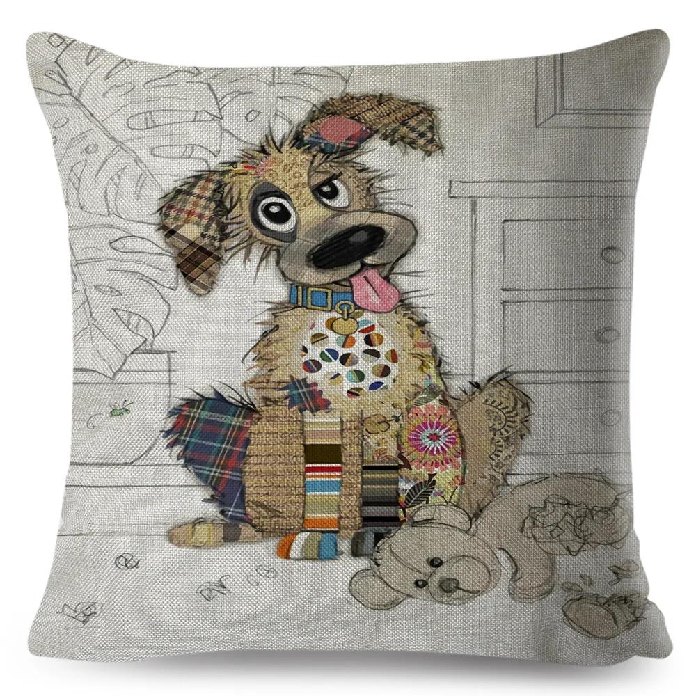 Nordic Style Cartoon Monkey Dog Cat Rabbit Cushion Cover Decor Children Drawing Animal Pillow Case for Sofa Home Car Pillowcase